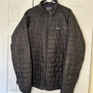 Patagonia well worn Men's Black Nano Puff Jacket - packable - some tears